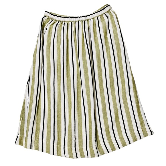Anthropologie Luria Striped Midi Linen Skirt Green White Size S - Picture 2 of 4